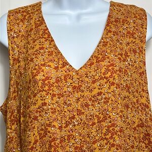 Rachel Zoe Women’s Size Large Floral Sleeveless Blouse Top in Orange and Yellow